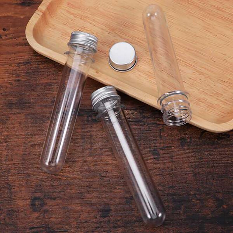Tubo de ensayo de plástico de 40Ml con tapa de rosca de botella, tapón de aluminio, tubo de embalaje, 25 uds.