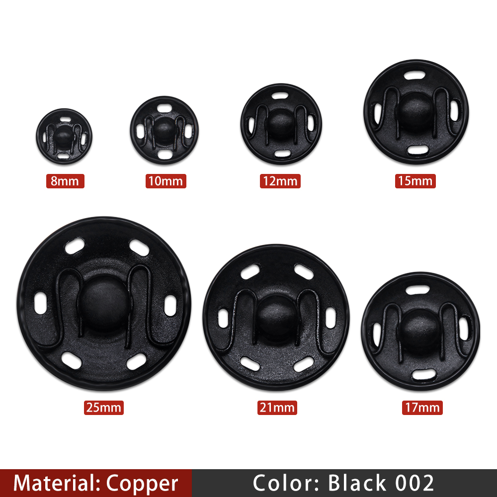 20Sets Black Silver Round Invisible Brass Metal Snap Fasteners Press Button For Shirt Suit Jacket Clasp Garment Accessories DIY: 10# / Antique Zinc