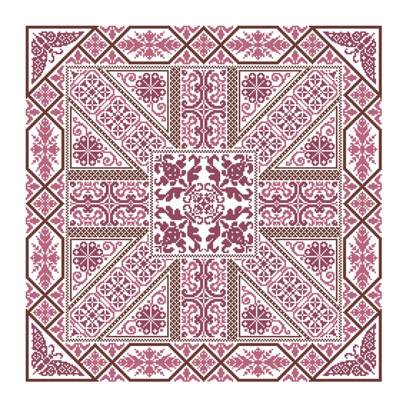 Dreampattern Burgundy geometric puzzle cross stitch kit simple pattern 18ct 14ct 11ct unprint canvas embroidery DIY