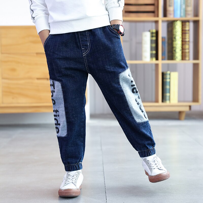 Ienens børn jeans børn denim tøj løse bukser tøj pasform 4-13 år elastiske talje bukser børn dreng bukser bukser