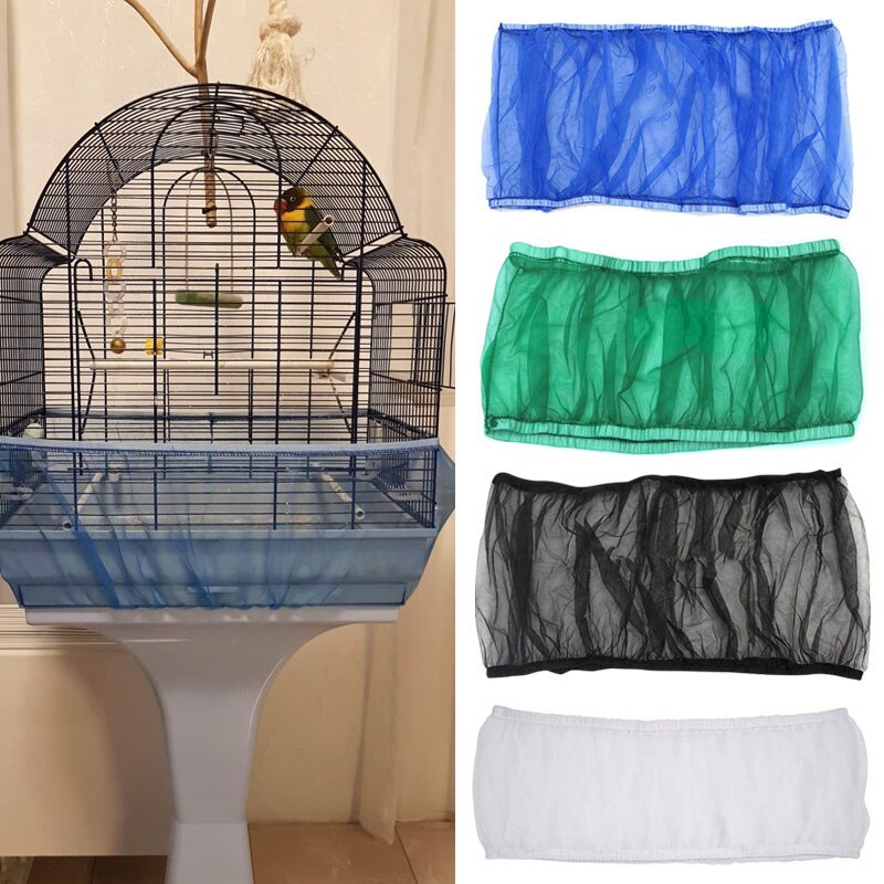 Simple Home Birds Cage Cover Nylon Airy Fabric Mesh Bird Cage Cover Catcher Guard Soft Easy Cleaning Bird Supplies