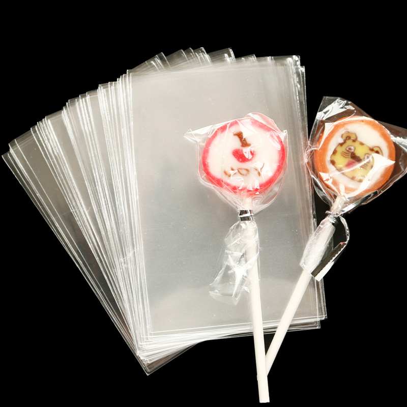 100pcs Small Plastic Envelope Transparent Open Top Plastic Bags for Candy Lollipop Cookie Packaging Wedding Party Opp Bag