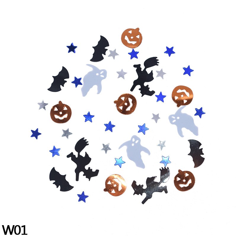 Halloween Confetti Pumpkin Spider Bat ghost Skull Happy Halloween Table Sprinkles Supplies Halloween Decorations Sprinkles: W01 pumpkin ghost / 1bag