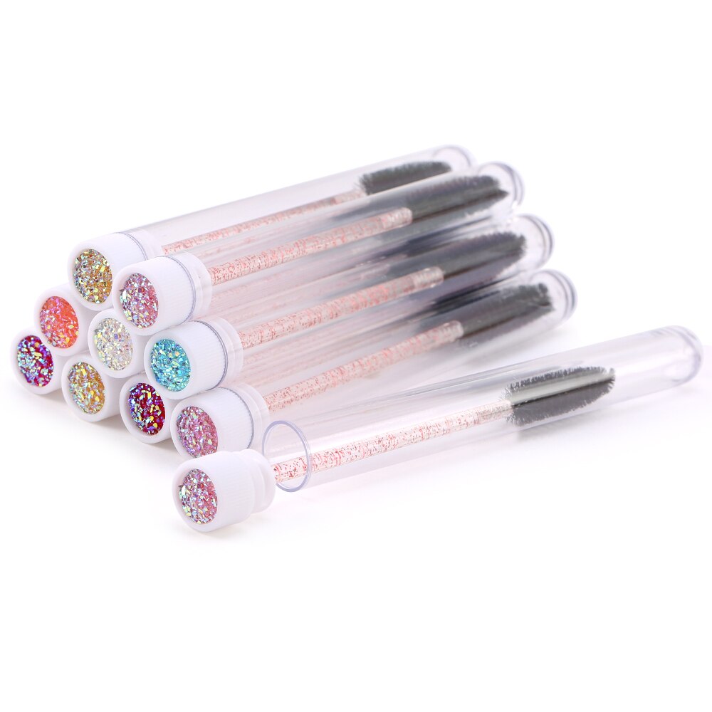 10pcs Pink Eyelashes Brushes Reusable Eyebrow Brush for Eyelash Extension Crystal Eyelash Brush Mascara Tube Make Up Sales: Mint