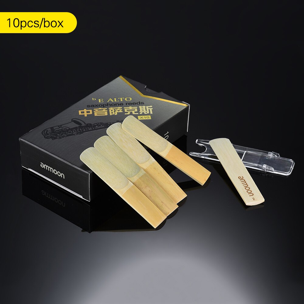 ammoon 10pcs/ Box High Grade Eb Alto Saxophone Sax Bamboo Reeds Strength 2.0/2.5/3.0 in