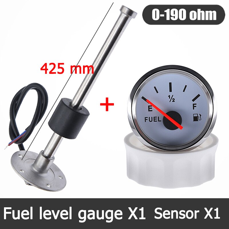 52MM Fuel Level Gauge Meter 0-190 ohm Marine Fuel Level Gauge Sensor 100MM 150MM 200MM 400MM Fit Boat Car with Red Backlight: WS 425MM