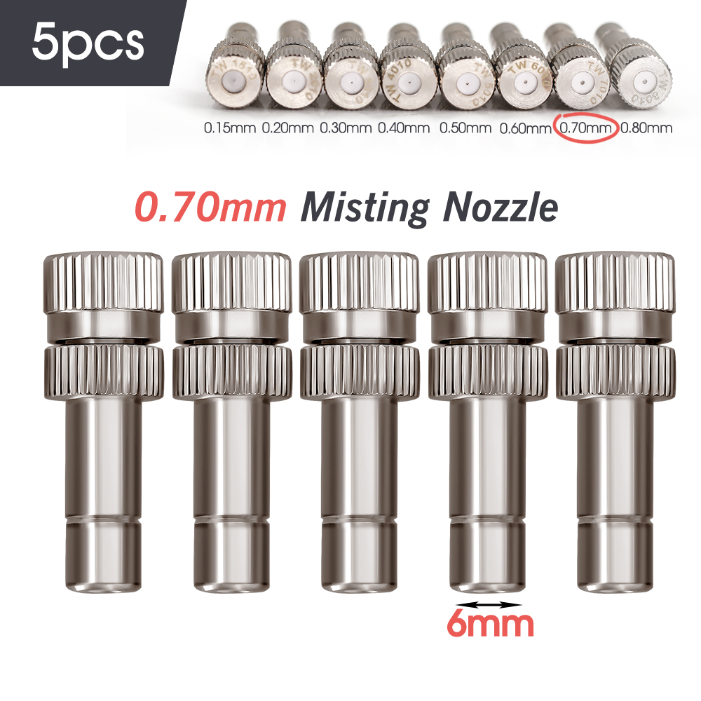 0,15–0,8 mm Niederdruck-Nebeldüsen, 6 mm Stecker, feine Zerstäubung, Sprühgerät, Gartenbewässerung, Befeuchtung, Kühlsystem: Grün