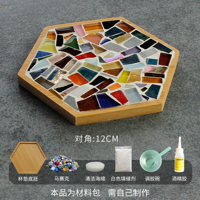 Sous-verre en mosaïque pour bricolage, emballage de matériaux Semi-finis, manuel, , Support de coussin de Pot, Collage carré, artisanat en bambou: P