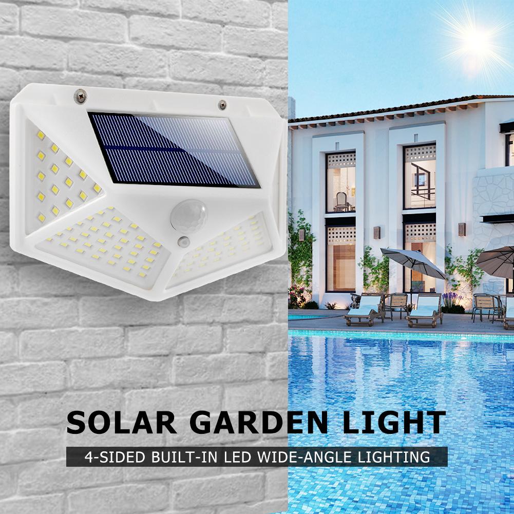 100/114 ledet lys firesidig solcellelys 3 moduser vinkelbevegelsessensor vegglampe utendørs vanntette hagelamper hvit