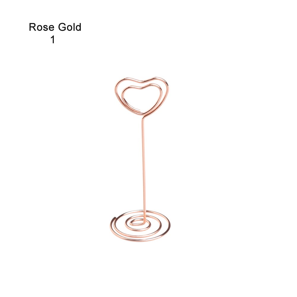 Metalen Kaarthouder Romantische Hart Foto Clip Tafel Nummer Stand Wedding Party Desktop Decoratie Bureau Accessoires: Rose Gold1