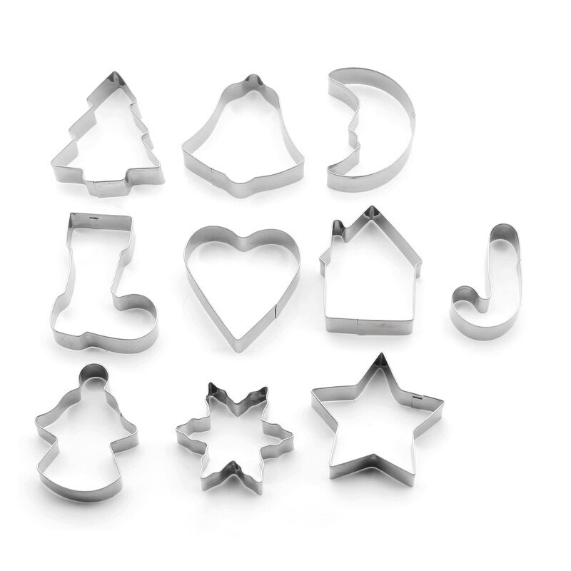 10 stks rvs cookie koekjes mold bakken tools cookie mould kerst cookie cutter mold set