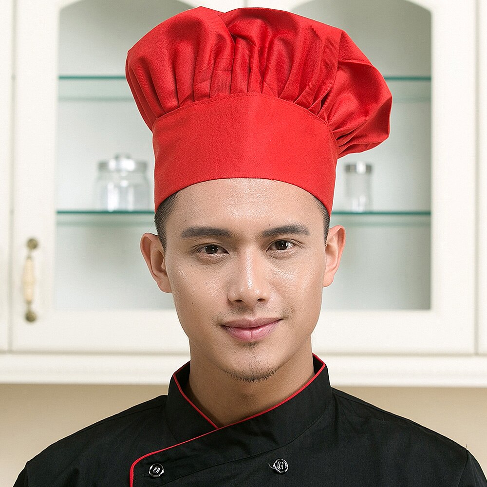 Mushroom Cap Adjustable Hotel Restaurant Chef Hat Cafe Restaurant Chef Service Work Hat Cap: Red cap