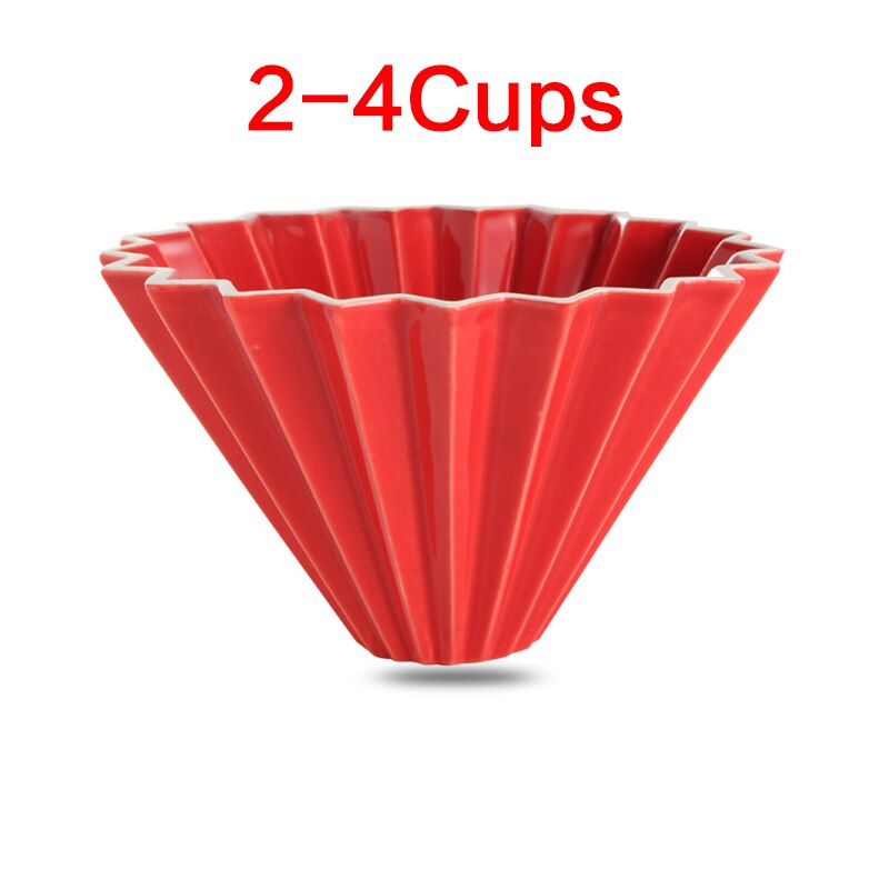 Ceramic Coffee Dripper 1-2Cups 1-4Cups Engine Style Coffee Drip Filter Cup Permanent Pour Over Coffee Maker: 2-4 Cups Red