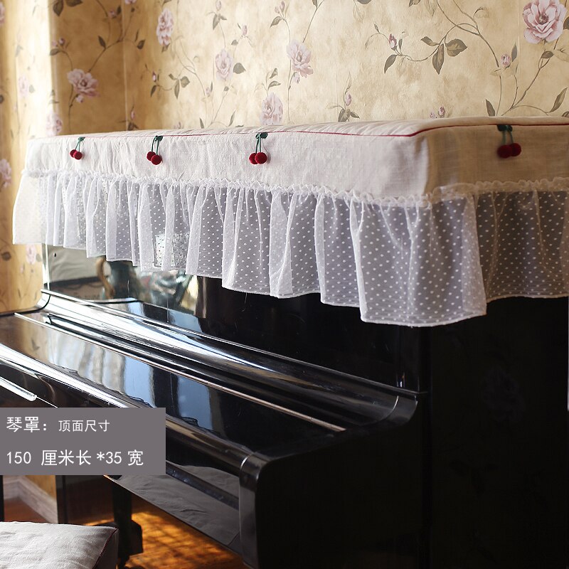 Piano cover modern lace dust-proof piano cover stool seat cover home decoration full set of cotton hemp piano dust cover: Piano cover35x150cm