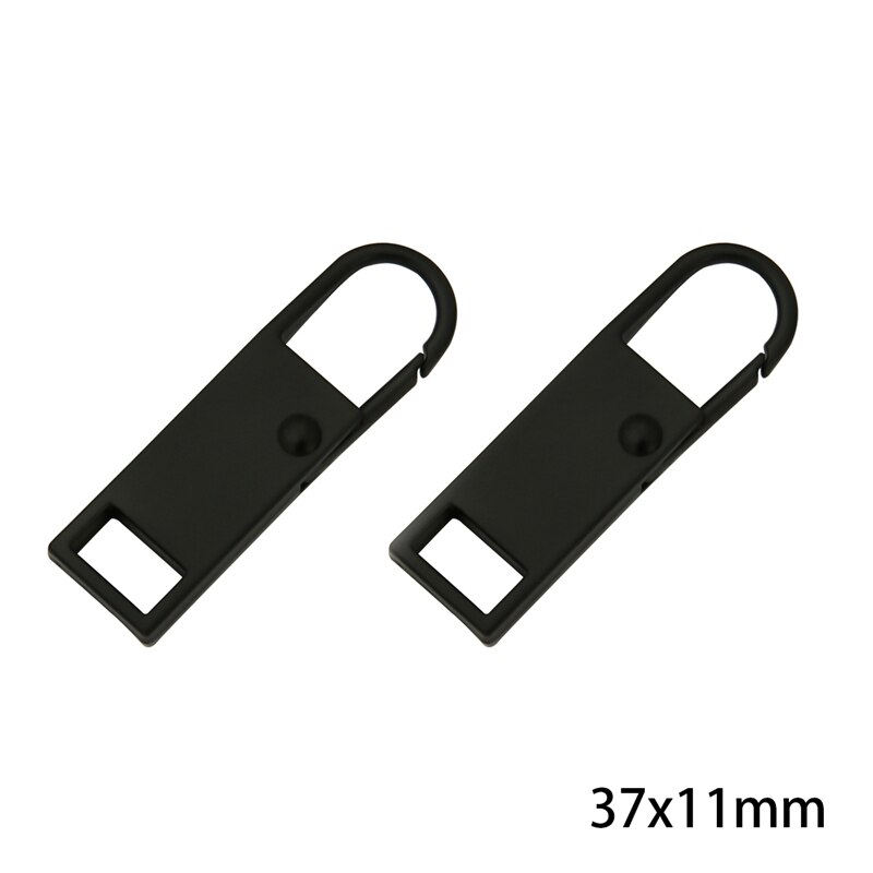 2Pcs Metal Removable Spring Zipper Pull Tab Universal Clothes Backpack Repair And Replacement Zipper Accessories: No.2 Black