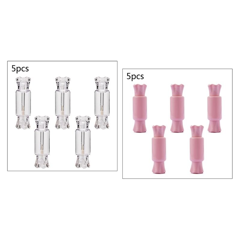 5 stuks schattige lege lipglosstubes in de vorm van snoepjes, navulbaar in de vorm van lippenbalsem