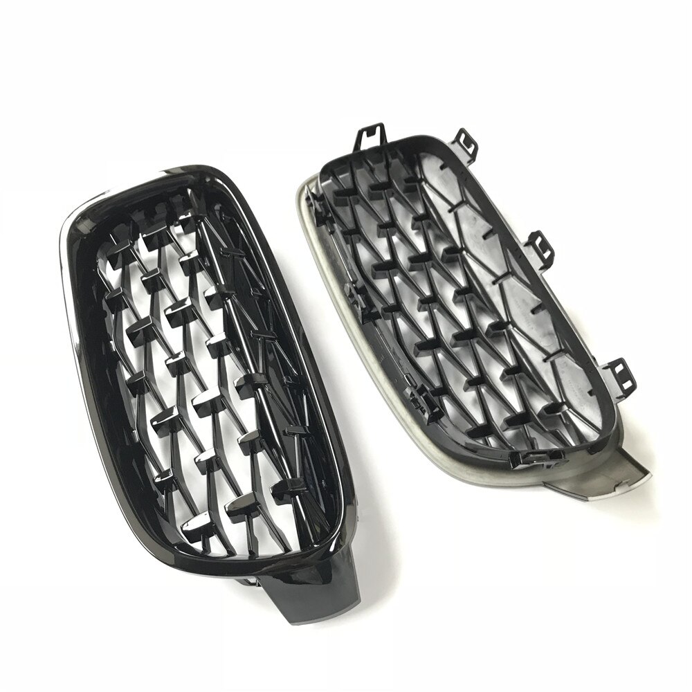 Un par de parrillas de diamantes plateadas/negras con estilo para coche, rejilla delantera ovoide doble para BMW F30 F31 F35 F10 F18 G30 G38 F32 F82
