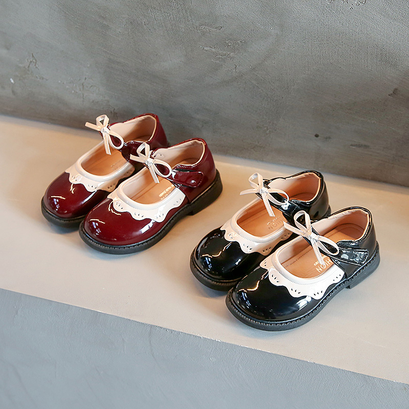 Baby Girls Leather Shoes Kids Casual Flats Bow-knot Princess British Style Classic Oxfords Children Dancing Shoes