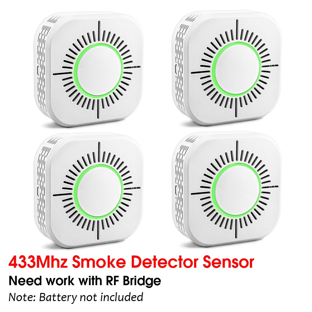 4Pcs 433Mhz RF Smoke Detector Sensor Wireless Smoke Fire Alarm Sensor Work with SONOFF RF Bridge Smart Home Alarm Security