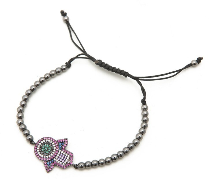 gold silver micro pave cz Cubic Zirconia rope adjusted Copper Beads Bracelet gdf2 hand Charm Braided Bangles Jewelry Women: 4