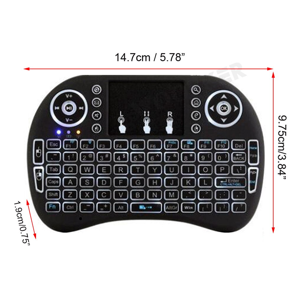 Mini Teclado retroiluminado i8 Air Mouse, Touchpad 2,4G alimentado por batería AAA para Android TV BOX PC, mando a distancia inalámbrico