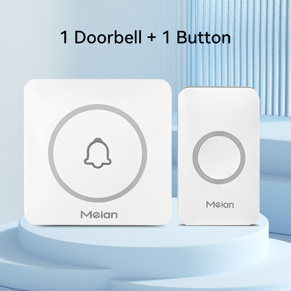 Meian-sonnette sans fil extérieure, sonnette de bienvenue pour maison intelligente, sonnette de porte étanche IP65, Kit de carillon, sonnerie 60, alarme Flash LED: green / Prise anglaise