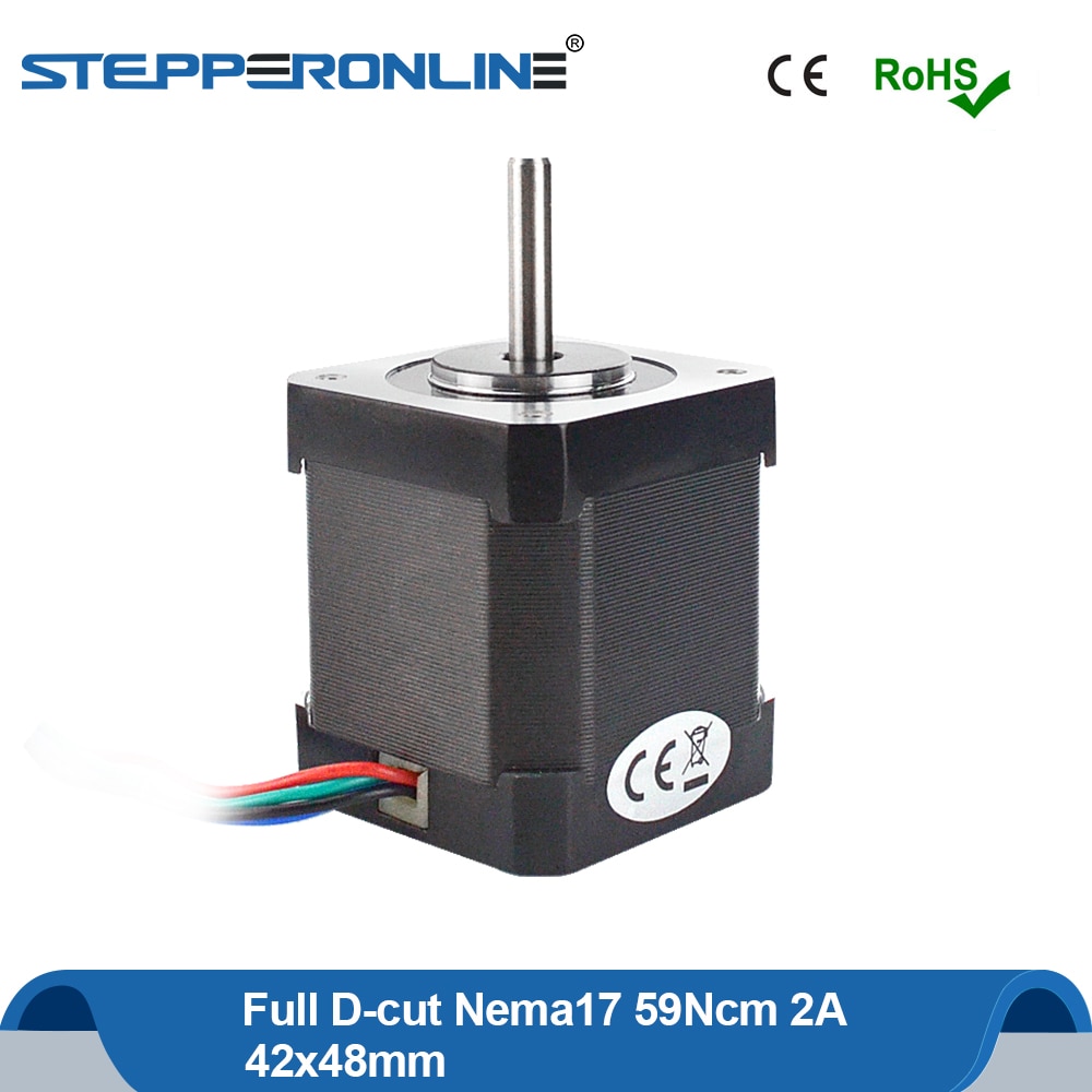 Nema17 Stepper Motor 48mm 42 Motor Full D-cut Shaft Nema 17 Step Motor 59Ncm 2A 4-lead w/ 1m Cable & Connector