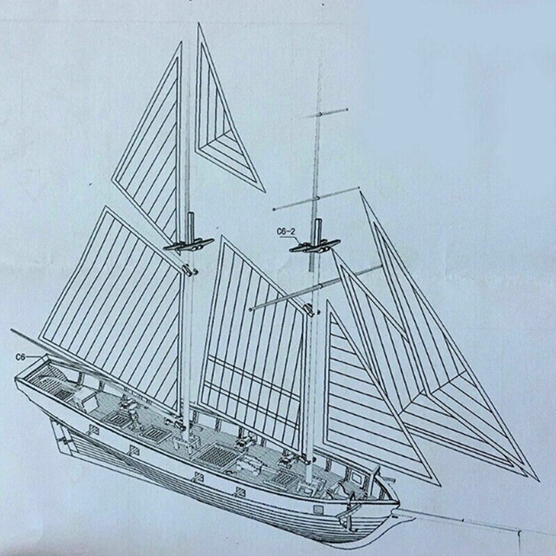 1 Set 1:100 Halcon Wooden Sailing Boat Model DIY Kit Ship Assembly Decoration