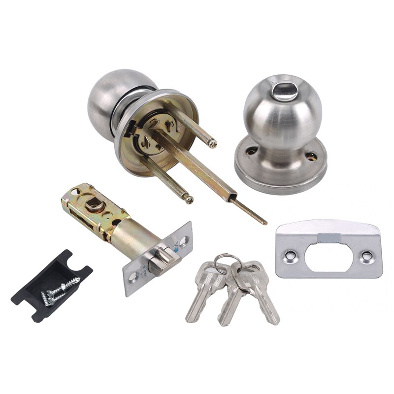 Stainless Steel Lock Round Ball Door Knobs Rotation Lock Knobset Handle Entrance Lock With Keys Bedrooms Supplies: style2