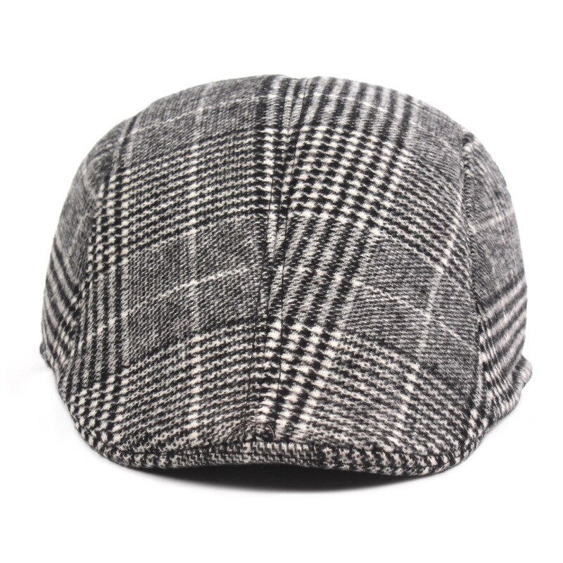 SLECKTON Cotton Hats Plaid Hats Beret Peaked Cap Tweed Casual Newsboy Cap Retro Flat Cap Herringbone Winter Hats for Men