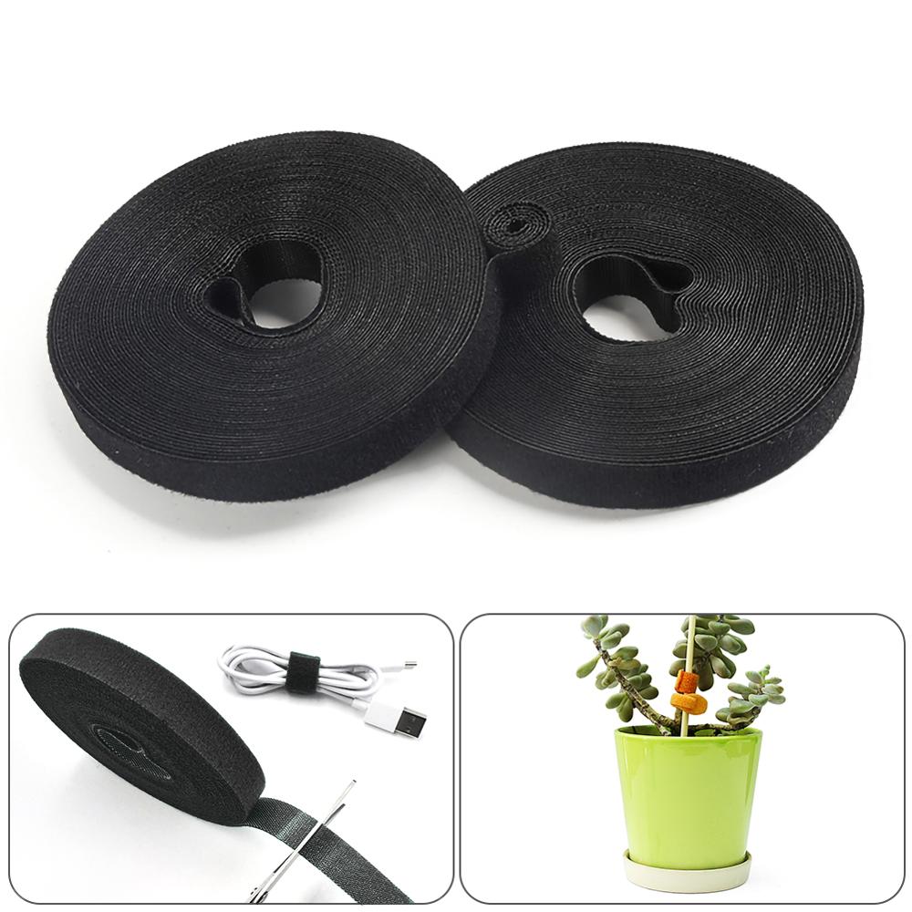 Farverig nylon plante bandage velcro binde have plante form tape nylon plante bandage ultra tynd velcro binde havetilbehør: 15 mmx 5m / Sort