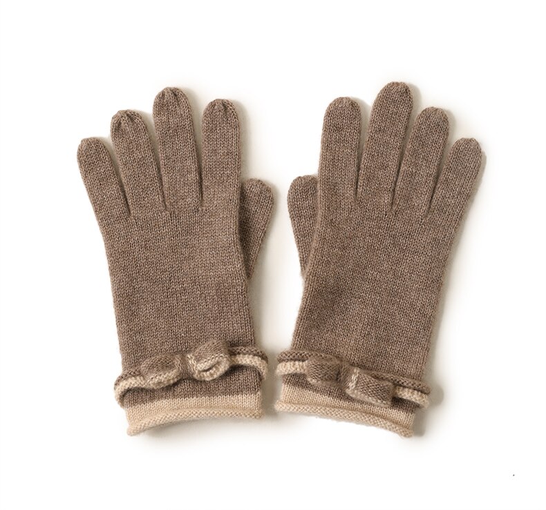 Farver vinter varme strikede handsker hånd handsker skærm touch handsker: Brun