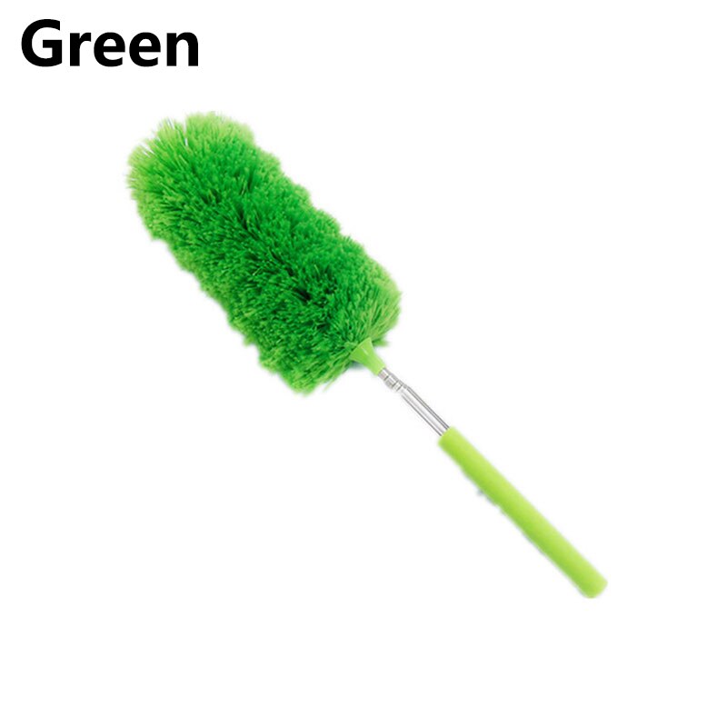 Retractable dusting duster Microfiber dust sweeping retractable feather duster Cleaning sweeping duster: Green