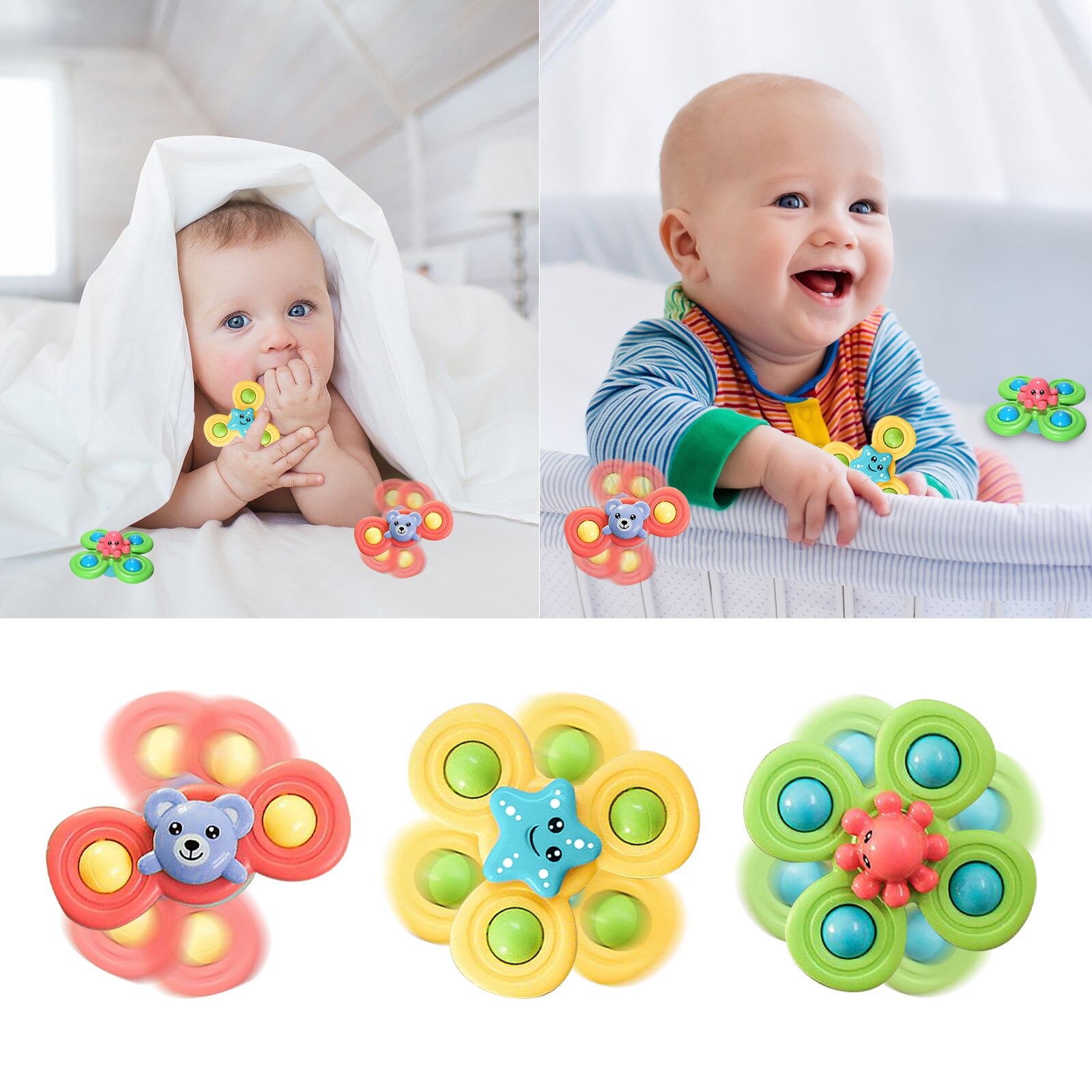 Tol Baby Sucker Top Speelgoed 3Pcs Bad Zwemmen Water Speelgoed Sucker Zuignap Leuk Spel Baby Bijtring windmolen