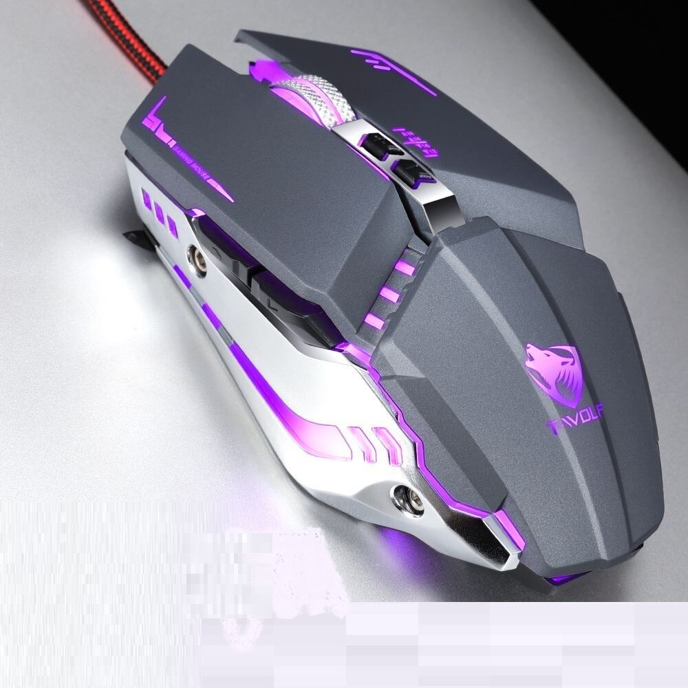 Mouse da gioco cablato professionale 7 pulsanti 3200DPI LED ottico USB Mouse per Computer Mouse da gioco Mouse da gioco Mause per PC laptop Gamer: Gray