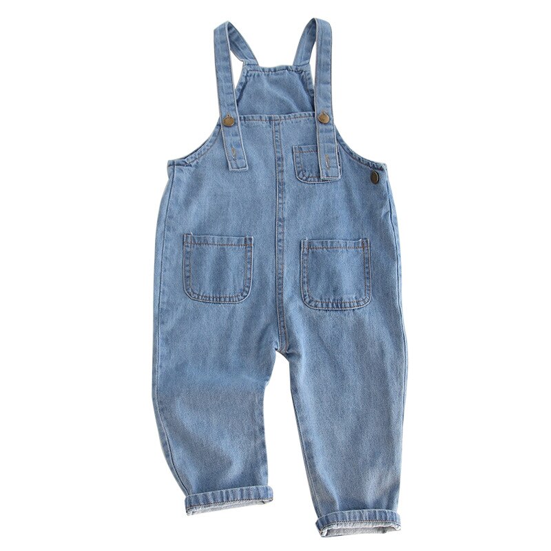 Baby pige drenge overalls all-match jeans piger denim jumpsuits børn haren bukser lomme toddler denim overalls 2-6t