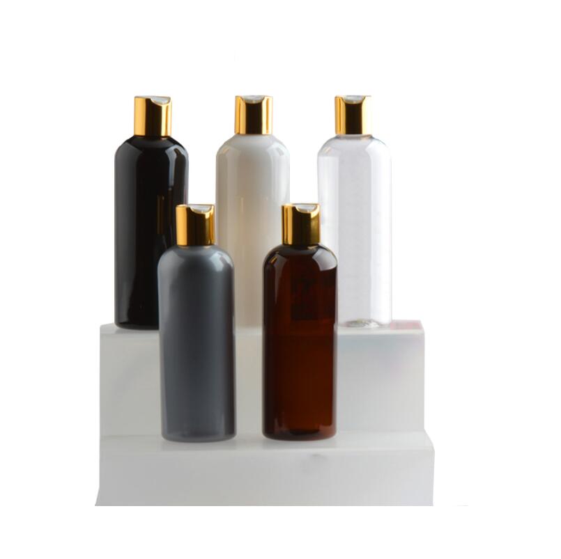 24 pçs/lote 300ml garrafa de Plástico Vazia Garrafa PET Loção Tampa superior do Disco preto do tamanho do curso Garrafa garrafas de plástico vazias para Shampoo