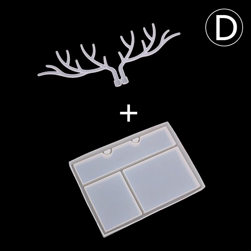 Silicone Mold Christmas Style Antler Tree Branch Jewelry Display Rack DIY Resin Crystal Epoxy Jewelry Tray Mould Tools: set D