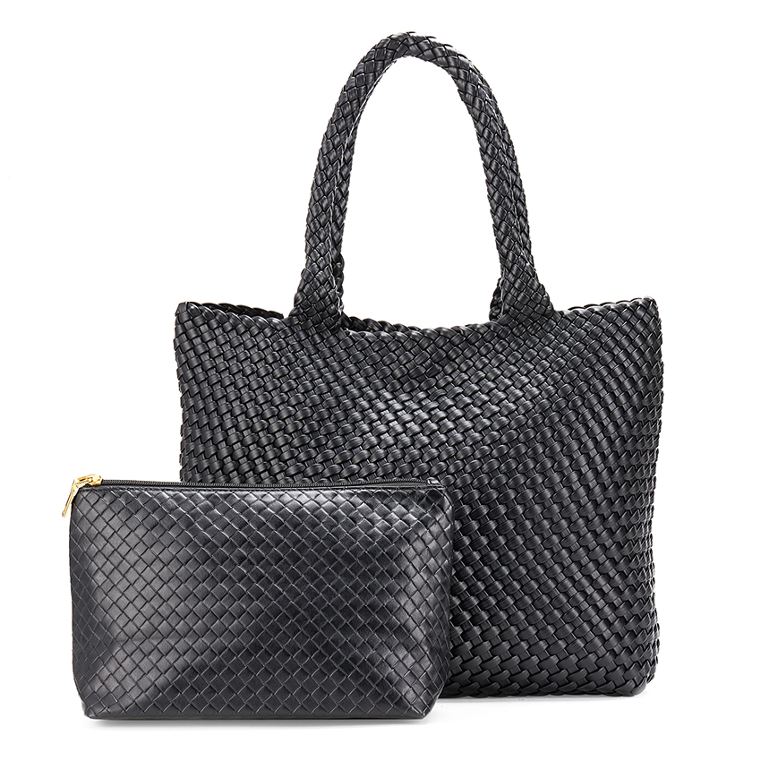 Bolsos de cuero tejidos Bolso grande tejido para mujer Bolso tejido de Bolso de cuero vegano: Beige