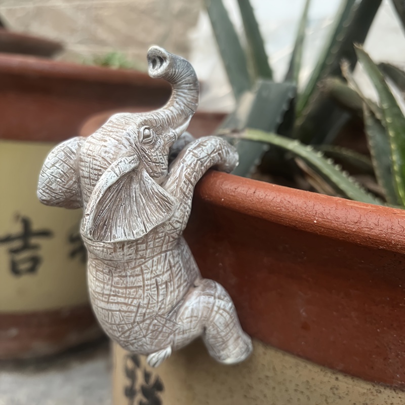 Maceta colgante de elefante, decoración encantadora para balcón y jardín, escultura de animal adorable, Ideal para amantes de los elefantes, 1 ud.