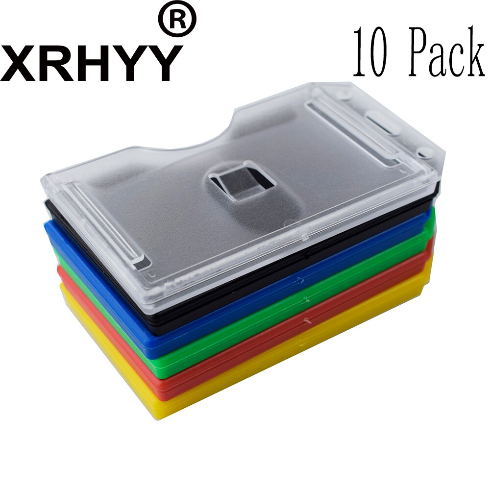 Pack of 10 Heavy Duty Rigid ID Badge Vertica Card Holders 2-Sided Open Faced Rigid ID Card Holder Business Name Card Organizer