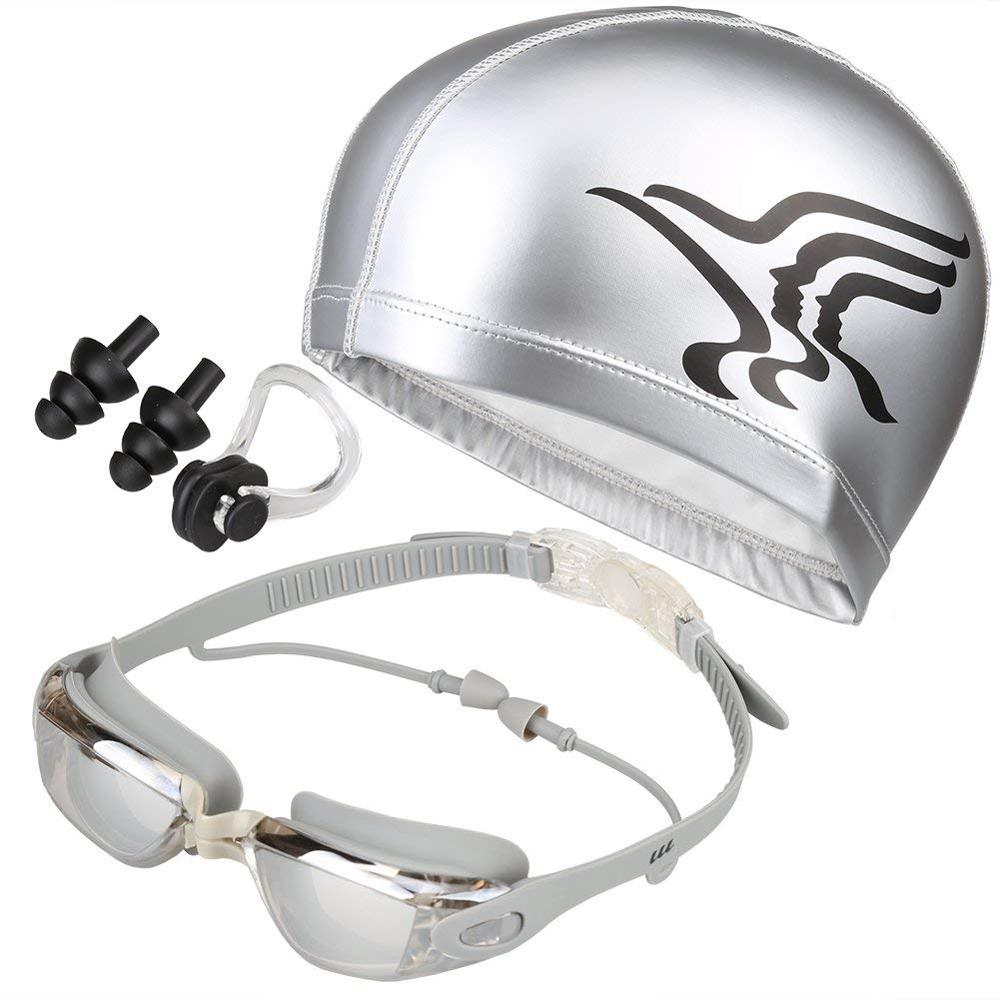 Goggles Waterdicht En Anti-Fog Pak Duikuitrusting Badmuts Professionele Combinatie: Silver