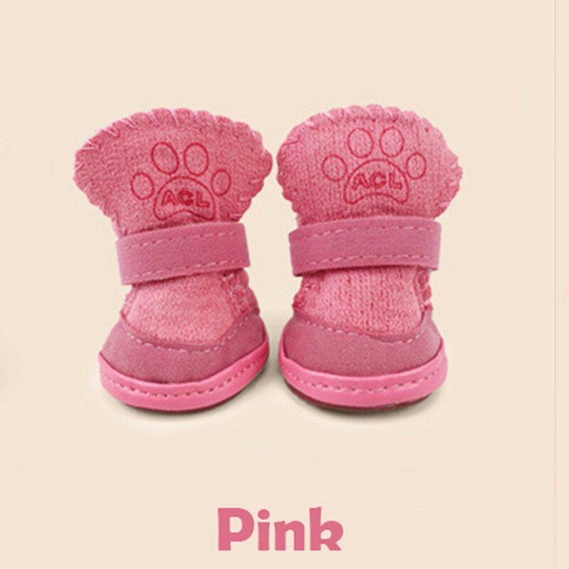 4 Pc Lam Kasjmier Footprint Snowboots Schoenen Hond Warme Schoenen Huisdier Dierbenodigdheden