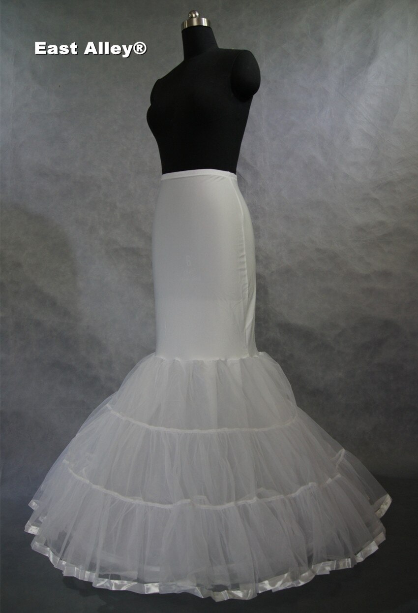 Plus size zeemeermin trompet trouwjurk petticoat crinoline onderrok volledige slip ivoor / wit / zwart: Wit