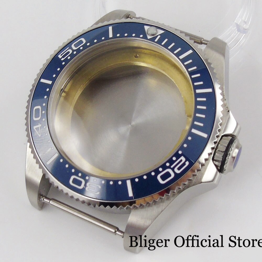 Fit NH35 Automatic Men Watch Case 43mm Sapphire Glass Solid Backcover Rotating Bezel: B