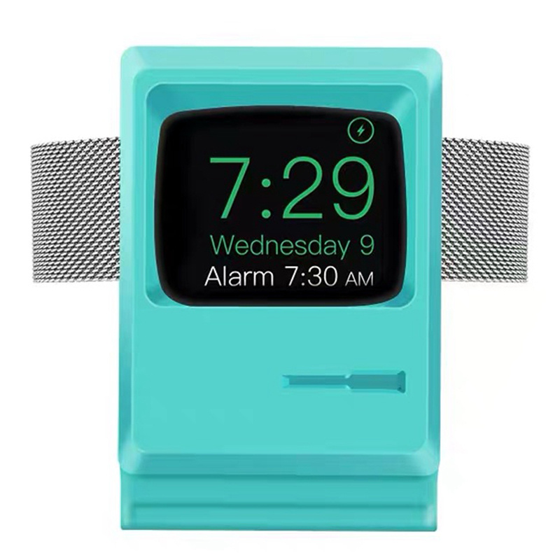 Retro Siliconen Charger Stand Houder Station Dock Voor Apple Horloge Serie 7 6 5 4 Se Iwatch Opladen Ondersteuning Beugel cradle Minions: Green