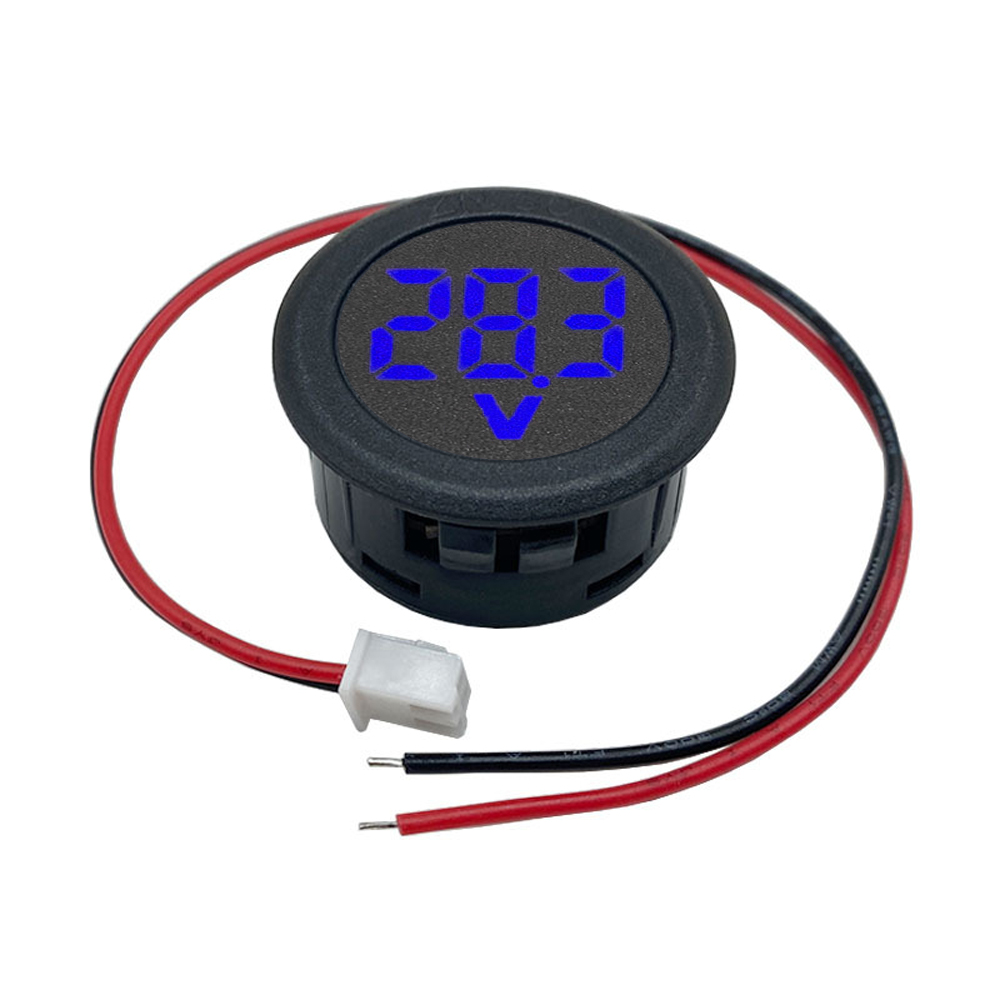 DC 4-100V LED digitaal display Tweedraads voltmeter DC digitale ronde autospanningsstroommeter Voltdetector Tester Monitor: Rood
