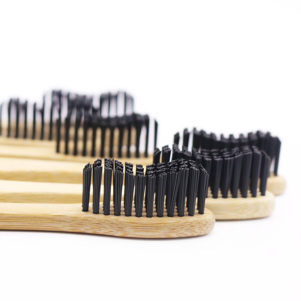8 stycken svart 100%  bambu tandborste trä tandborste hård tandborste hårt borst handtag i trä