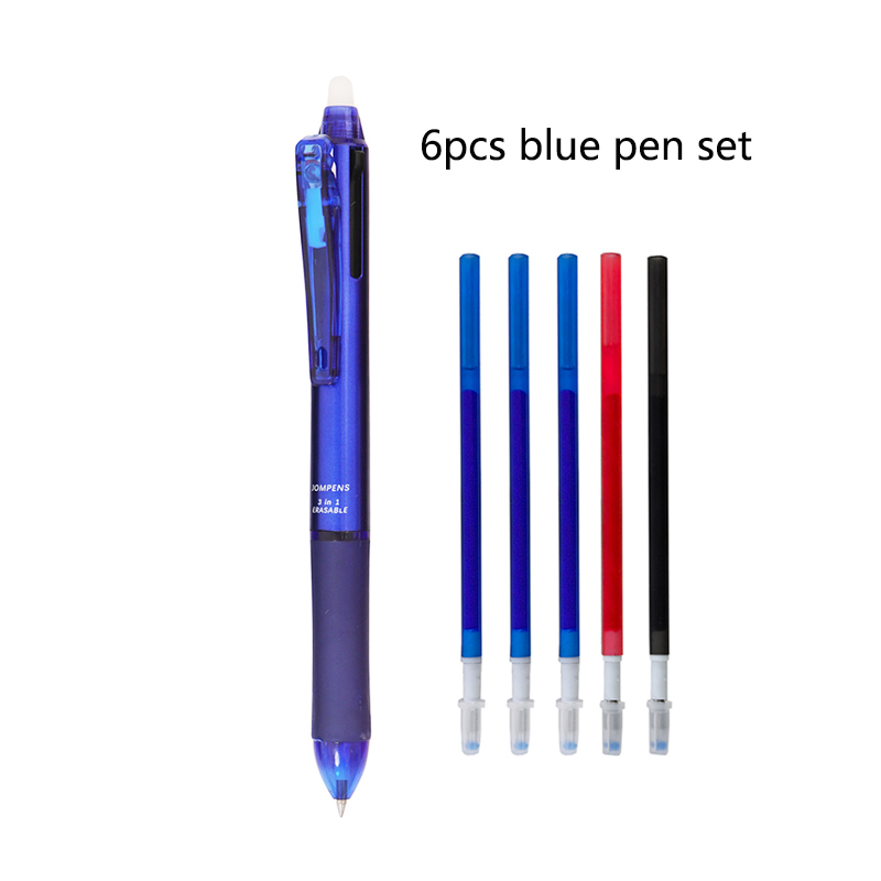 Bolígrafo de Gel borrable 3 en 1, 5 colores, 0,7mm, tinta mágica roja, azul y negra, escuela, oficina, papelería de escritura Kawaii multifuncional: Pensamiento