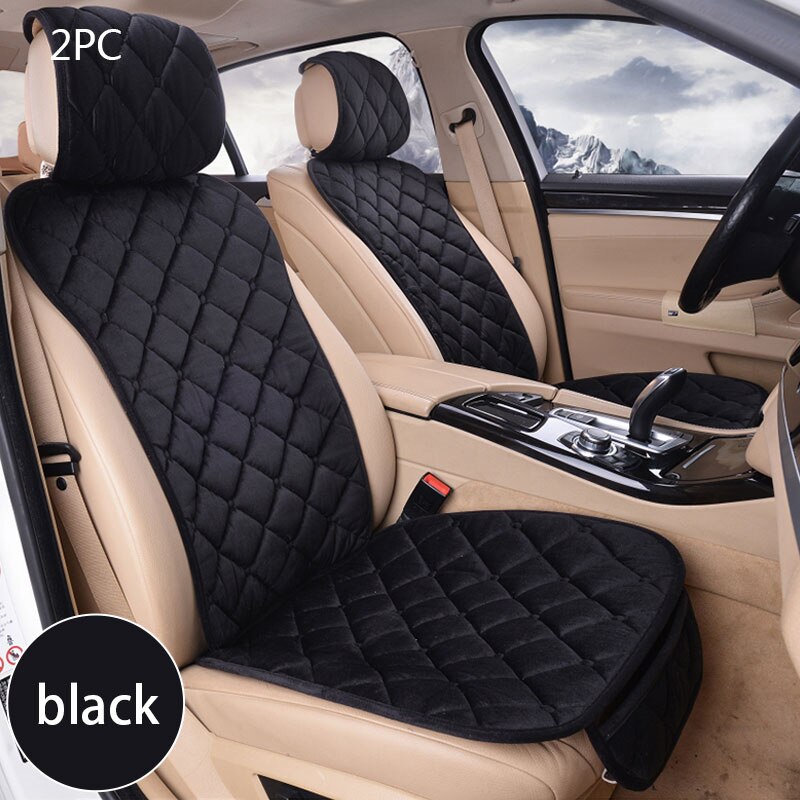 Universele Pluche Auto Seat Cover Sets Voor Vrouwen Roze Zitkussen Protector Mat Auto Cover Fit Meest Auto Interieur Accessoires: PQ232-2SeatBlack